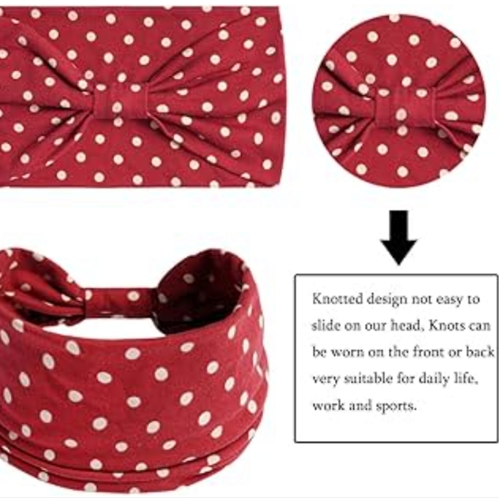 Polka Dot Headband - Red and White - Picture 2 of 6